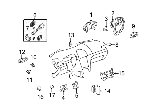 2009 Saturn Aura Instruments & Gauges Heater & Air Conditioner Control Assembly (W/ Rear Window Defogger *Dark Gray Metal Diagram for 25882371