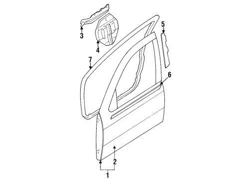 1999 Nissan Sentra Front Door WEATHERSTRIP Front Door LH Diagram for 80831-4B000