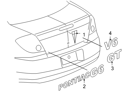 2008 Pontiac G6 Exterior Trim - Trunk Lid Nameplate Diagram for 15290127
