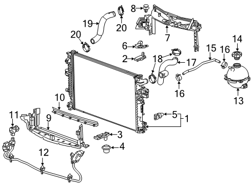 2016 Chevrolet Malibu Automatic Temperature Controls Radiator Lower Bracket Diagram for 23336339