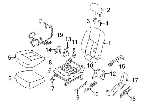 2021 Nissan Titan XD Driver Seat Components Pad-Front Seat Cushion Diagram for 87361-EZ01A