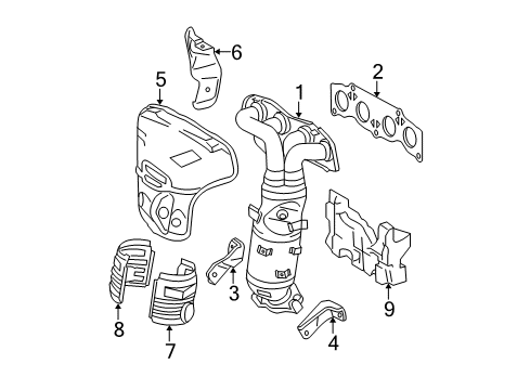 2006 Scion tC Exhaust Manifold Heat Shield Diagram for 17167-28040