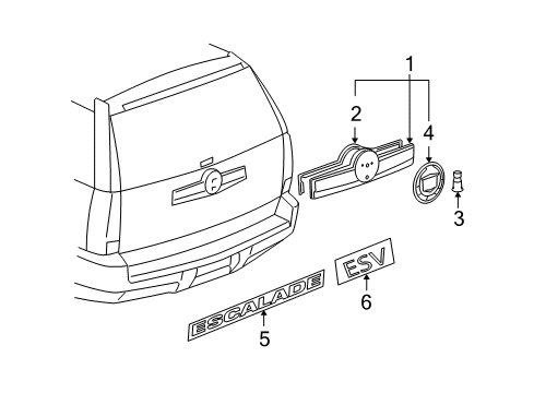2007 Cadillac Escalade ESV Exterior Trim - Lift Gate Applique Diagram for 15915679