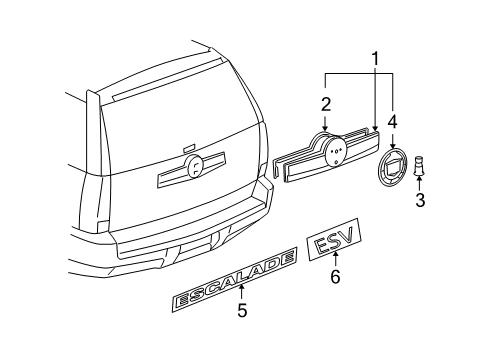 2013 Cadillac Escalade ESV Exterior Trim - Lift Gate Emblem Diagram for 22984656