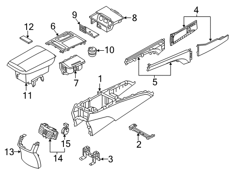 2015 Hyundai Genesis Center Console Bracket-Rear Console Rear Mounting Diagram for 84636-B1000