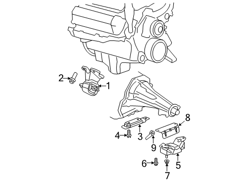 2007 Dodge Durango Engine & Trans Mounting Nut Diagram for 6507078AA