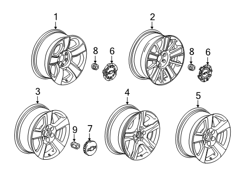 2016 Chevrolet Silverado 1500 Wheels Wheel Asm- 20X9.0X27Mm Diagram for 23220754