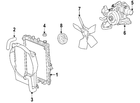 2007 Chrysler Aspen Cooling System, Radiator, Water Pump, Cooling Fan Clutch-Fan Diagram for 52028995AA