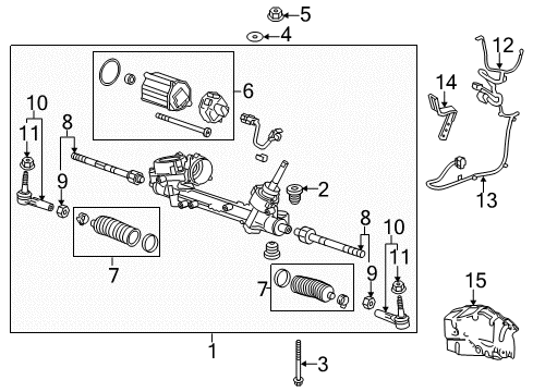 2016 Buick Verano Steering Column & Wheel, Steering Gear & Linkage Inner Tie Rod Diagram for 13314465