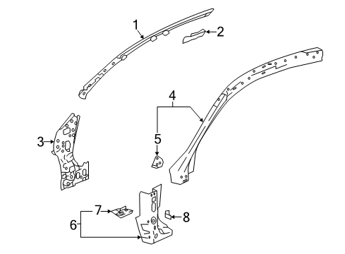 2018 Honda Accord Hinge Pillar Extension, L. FR. Pillar Stiffener (Upper) Diagram for 63524-TVA-A00ZZ