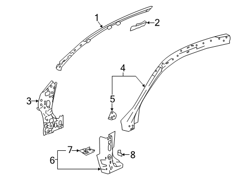 2018 Honda Accord Hinge Pillar Stiffener, L. FR. Pillar Diagram for 63520-TVA-305ZZ