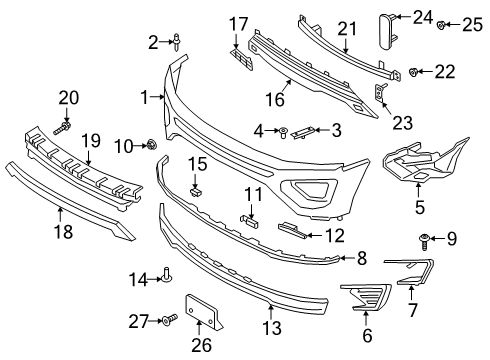2019 Ford Expedition Front Bumper Impact Bar Diagram for JL1Z-17757-A