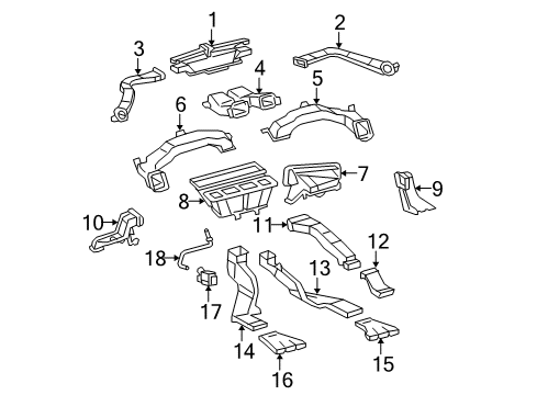 2010 Toyota Highlander Automatic Temperature Controls Side Duct Diagram for 87201-07100