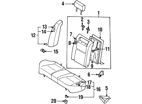 2001 Infiniti G20 Rear Seat Pad-Rear Seat Back, RH Diagram for 88611-6J900