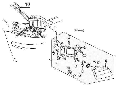 1998 Pontiac Trans Sport Bulbs Support-Front End Fascia Headlamp Opening Flange Lower Diagram for 10247839