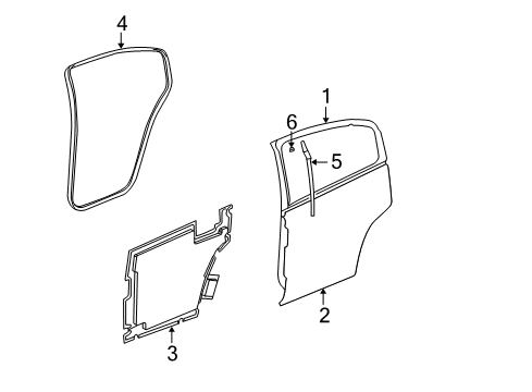 2005 Saturn Ion Rear Door Weatherstrip Asm, Rear Side Door Diagram for 15248125