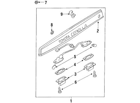 1989 Toyota Corolla License Lamps Gasket Diagram for 81272-24010