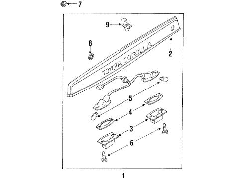 1989 Toyota Corolla License Lamps Shade, License Plate Lamp Diagram for 81277-20240