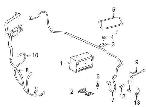 2005 Pontiac Bonneville Battery Cable Asm, Engine Ground(11"Long) Diagram for 12157262