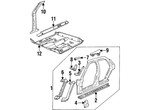 1999 Oldsmobile 88 Uniside Panel Asm-Rocker Inner Diagram for 25629081