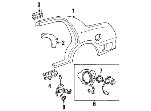 2001 Lincoln Town Car Quarter Panel & Components Fuel Pocket Diagram for F8VZ-5427936-BB