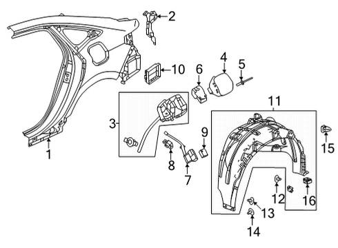 2022 Honda Civic Quarter Panel & Components FENDER ASSY-, L- RR Diagram for 74590-T20-A10