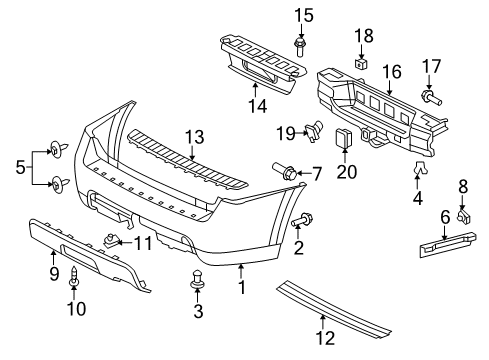 2009 Saab 9-7x Rear Bumper Pull Strap Bolt Diagram for 11589014