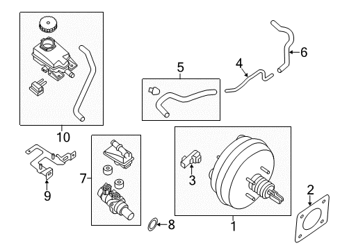 2018 Nissan Murano Hydraulic System Tank Assy-Brake Oil Reservoir Diagram for 46090-5AA0B