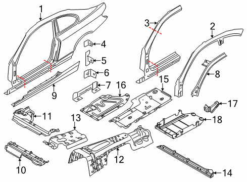 2008 BMW M3 Hinge Pillar, Floor, Uniside Underfloor Coating Center Diagram for 51757164155