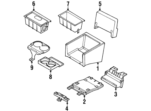 1996 BMW 318i Rear Console Carrier Diagram for 51168169526