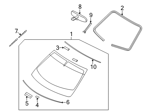 2012 Infiniti EX35 Windshield Glass, Reveal Moldings Inside Mirror Cover Diagram for 96329-CL00A