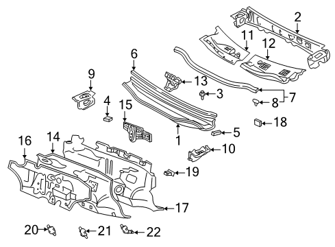 1999 Lexus RX300 Cowl Insulator Assy, Dash Panel Diagram for 55210-48021