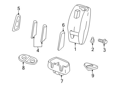 1996 Chevrolet Blazer Tracks & Components Holder, Driver Seat Cup *Graphite Diagram for 12383699