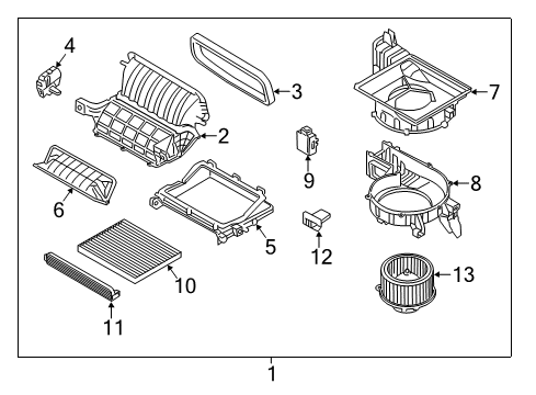 2019 Hyundai Santa Fe XL Blower Motor & Fan Blower Unit Diagram for 97100-B8000