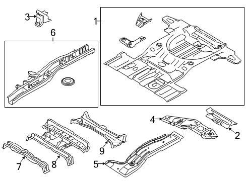 2012 Lincoln MKX Rear Floor & Rails Center Crossmember Diagram for BT4Z-7810716-A