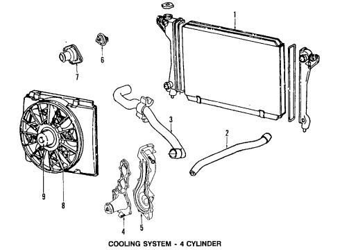 1992 Dodge Spirit Cooling System, Radiator, Water Pump, Cooling Fan Hose Diagram for 4546373