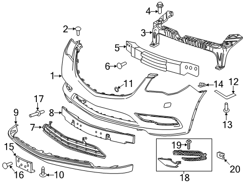 2017 Buick Enclave Front Bumper Support Asm-Front Bumper Fascia Upper Diagram for 22971427