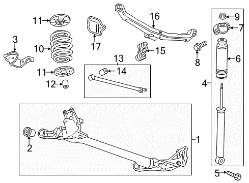 2013 Buick Verano Rear Suspension, Rear Axle, Suspension Components Shock Diagram for 22954252