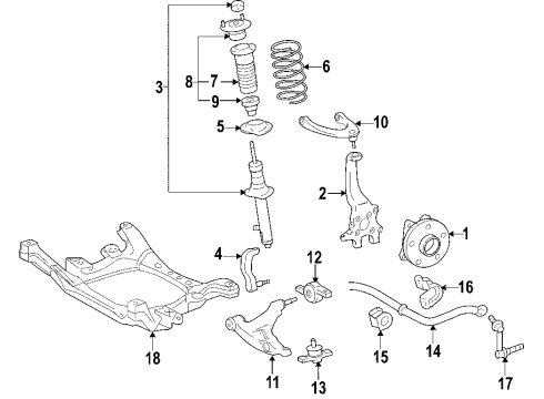 2007 Lexus GS350 Front Suspension Components, Lower Control Arm, Upper Control Arm, Ride Control, Stabilizer Bar Spring, Coil, Front Diagram for 48131-30A70