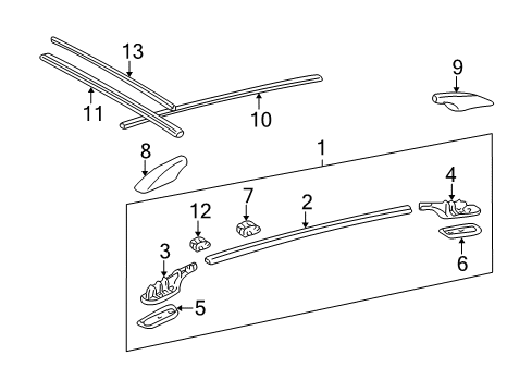 1998 Toyota Sienna Luggage Carrier Bar Cushion Diagram for 63488-08010