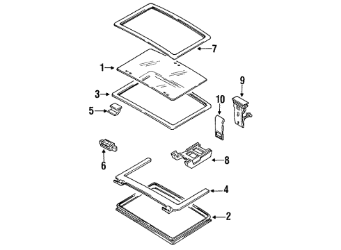 1994 Chevrolet Beretta Sunroof Handle Kit, Roof Vent Window Latch Diagram for 12360415