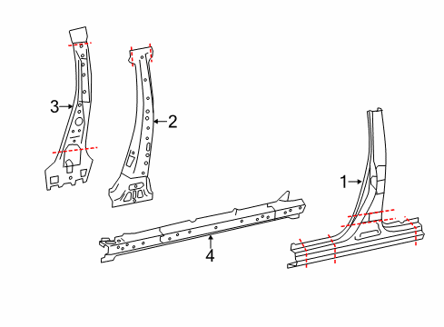 2016 Toyota Corolla Center Pillar & Rocker Center Pillar Reinforcement Diagram for 61037-02210