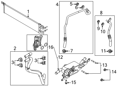 2021 Lincoln Corsair Oil Cooler Inlet Tube Diagram for JX6Z-7R081-H