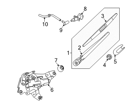 2009 Nissan Murano Lift Gate - Wiper & Washer Components Rear Window Wiper Arm Assembly Diagram for 28781-1AA0A
