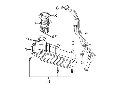 2007 Jeep Grand Cherokee Fuel System Components Plate-Fuel Tank Diagram for 52090274AF