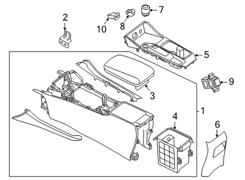 2021 Nissan Sentra Center Console Box Assy-Console, Center Diagram for 96910-6LB0A