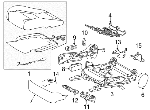 2015 Lexus RC F Passenger Seat Components Seat Sub-Assembly, Front RH Diagram for 71101-24190-D1