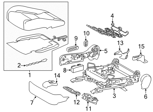 2015 Lexus RC F Passenger Seat Components Seat Sub-Assembly, Front RH Diagram for 71101-24190-B1