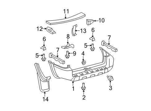 2007 Toyota 4Runner Rear Bumper Reinforce Bracket Diagram for 52172-35030