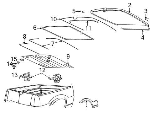 2002 Lincoln Blackwood Exterior Trim - Pick Up Box Lift Bracket Diagram for 2C6Z-84406A13-AA